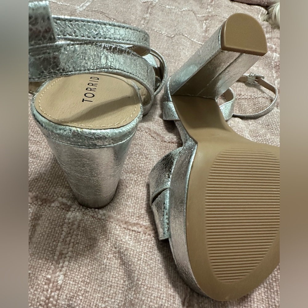 Torrid Metallic Silver Heeled Sandals - Picture 2 of 4